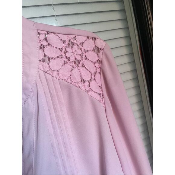 Nanette Lepore Sugar Plum Blouse Top Pleated Button down lace Detail M - Picture 12 of 12